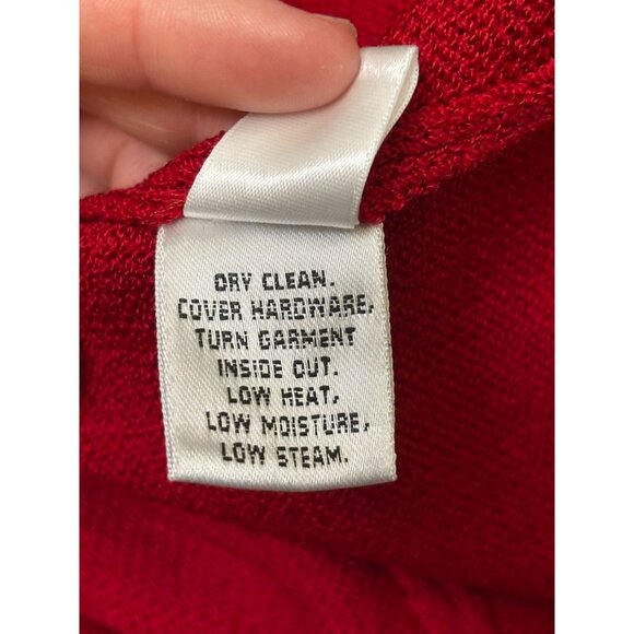 NWOT St. John Red Wool Ruffle Cardigan Long Sleeve Size 12 - Picture 10 of 10